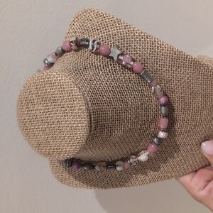 Beaded Pewter Toggle Necklace